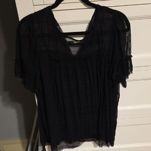 Max Studio Sheer Black Blouse